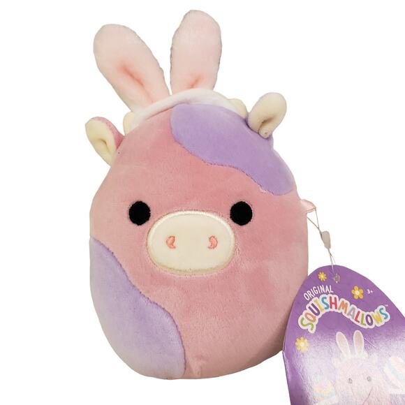 Cow Squishmallows Patty Cow Easter Bunny Ears 6" NEW - Picture 7 of 7
